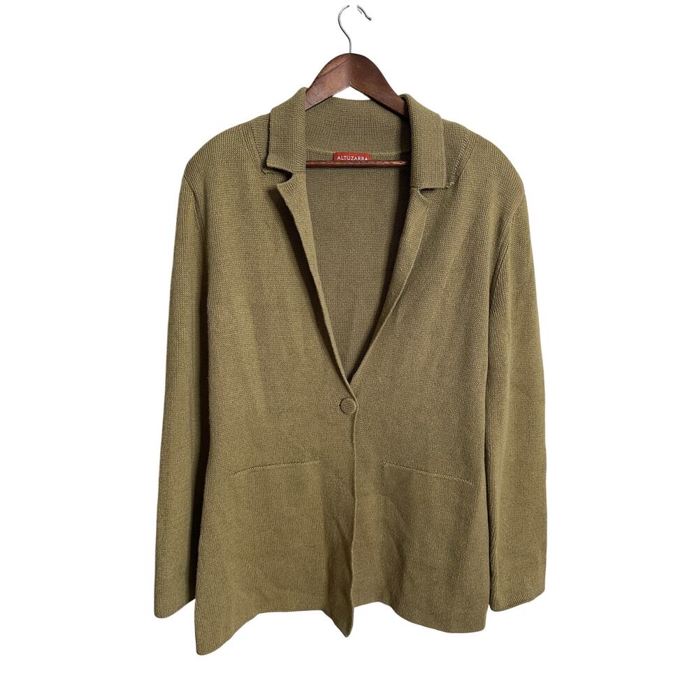 Altuzarra Heather Single-Button Jacket in Olive Green Cotton Cashmere Small